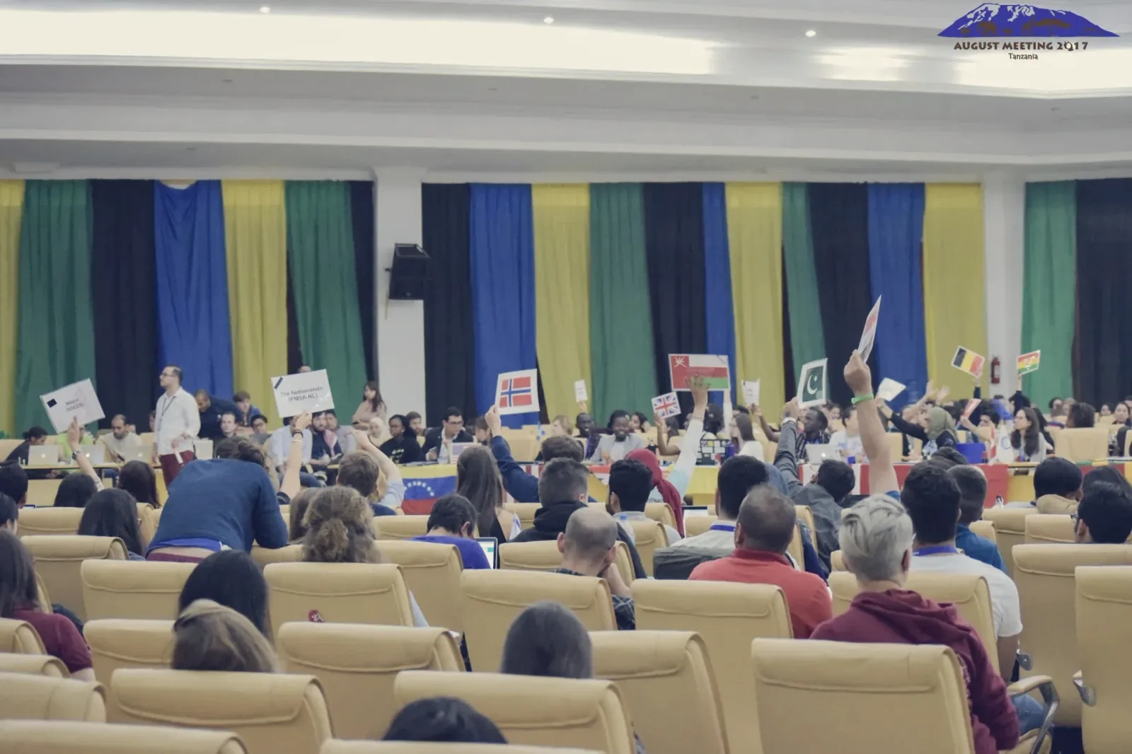 Delegates in discussion during a GA session